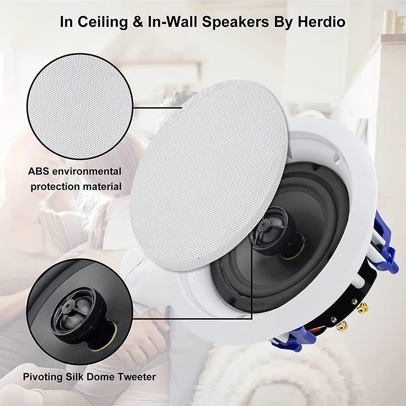 Herdio 5.25" Bluetooth ceiling speaker 600W two-channel HCS-528BT-16BT-4CH (two pairs)