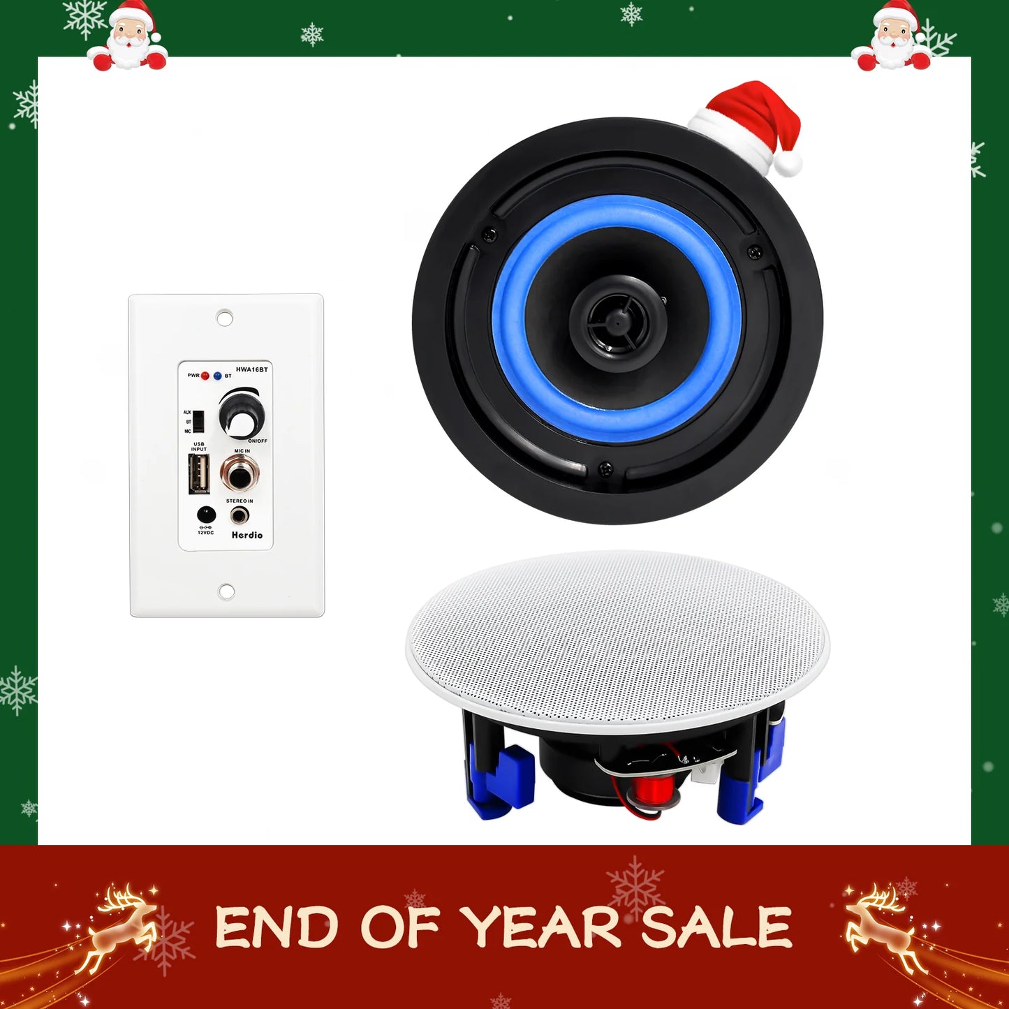 4" Bluetooth ceiling speaker 160W dual channel HCS-418-16BT (one pair)