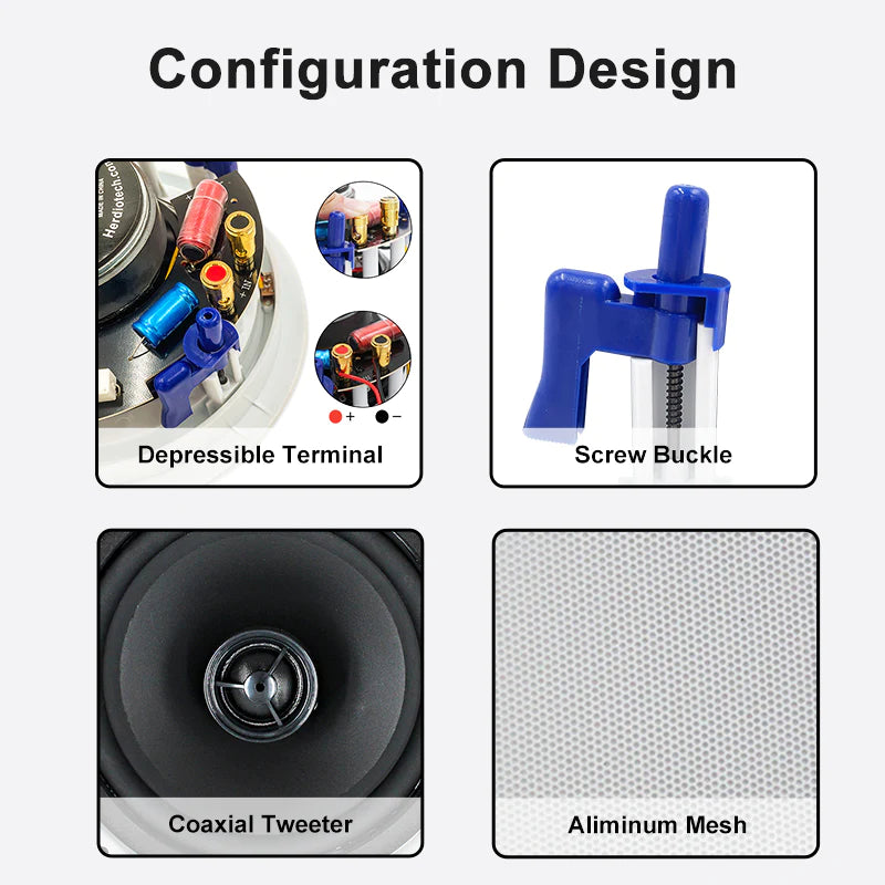 6.5" Bluetooth ceiling speaker 640W dual channel HCS-818BT-16BT-4CH (two pairs)