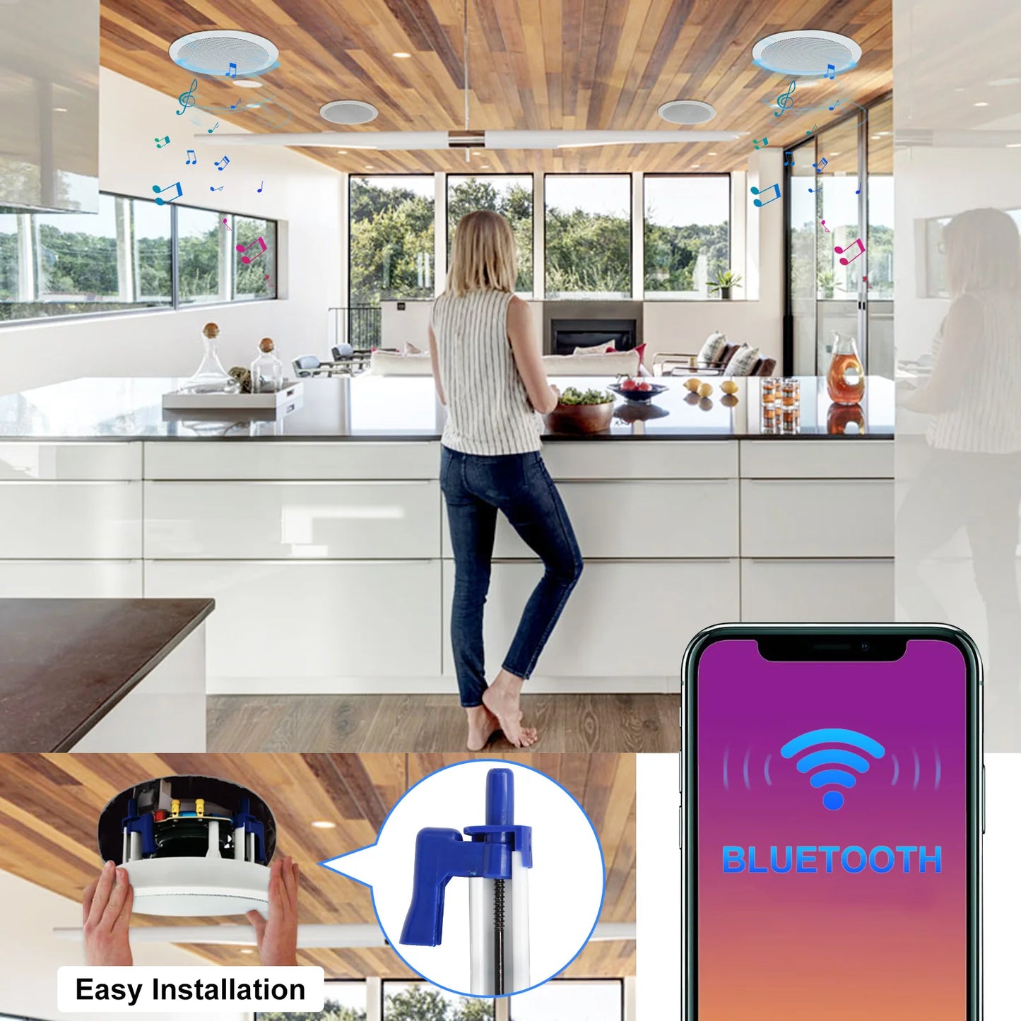 5.25" Bluetooth ceiling speaker 300W dual channel HCS-528BT (one pair)