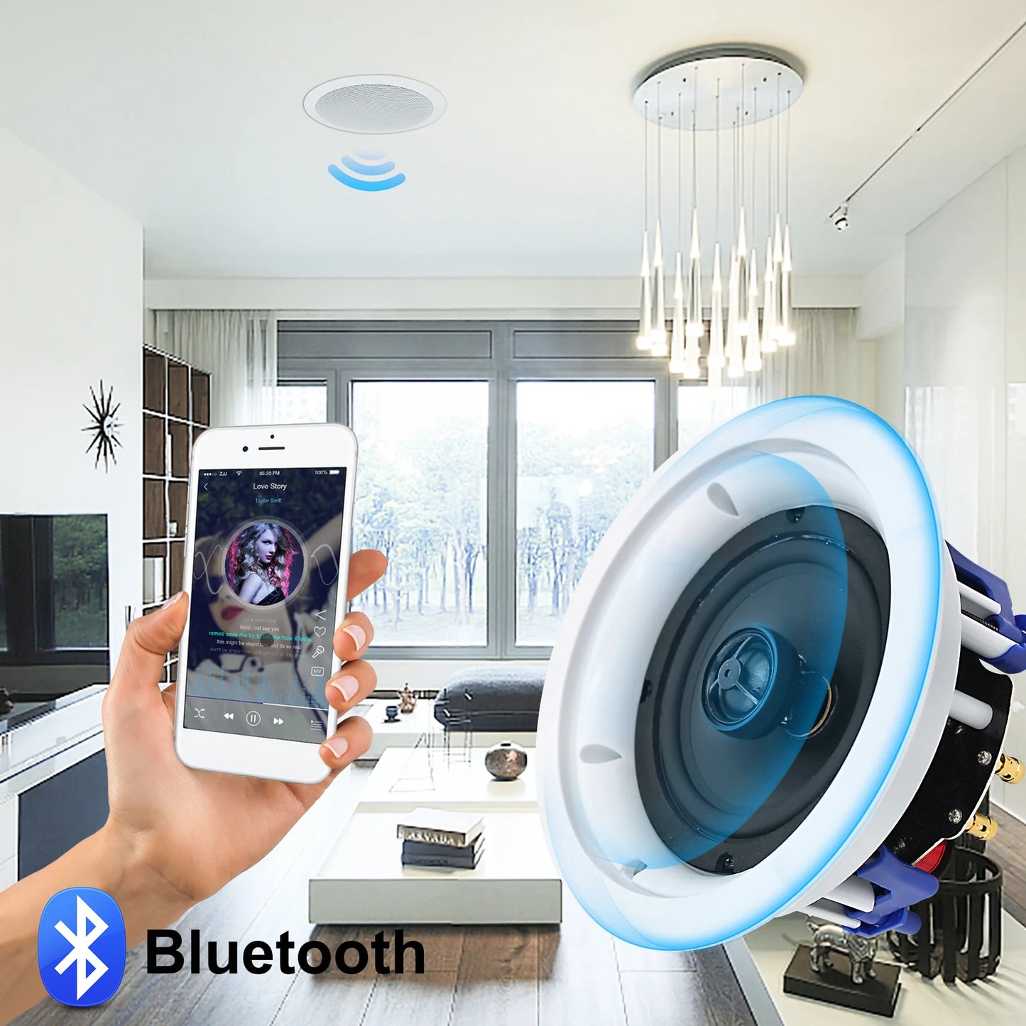 5.25" Bluetooth ceiling speaker 300W dual channel HCS-528BT (one pair)