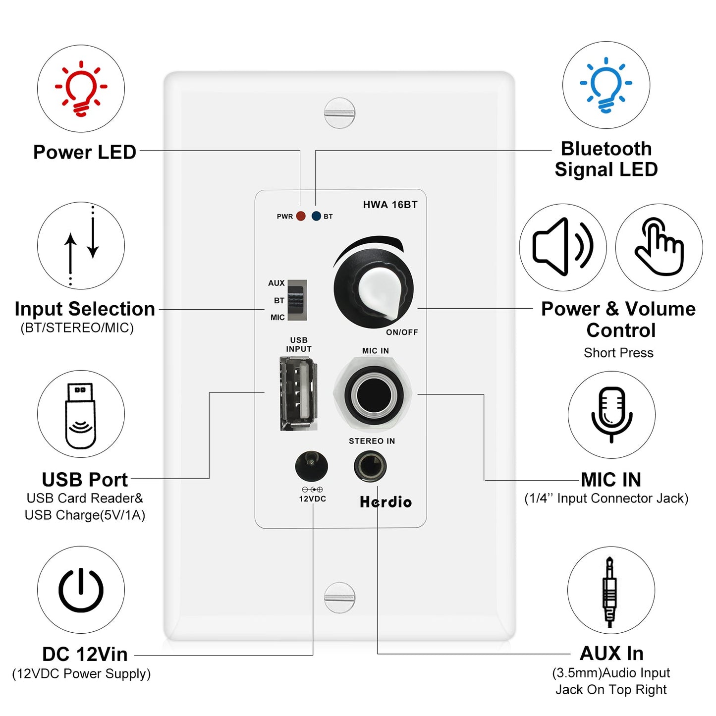 4" Bluetooth ceiling speaker 160W dual channel HCS-418-16BT (one pair)