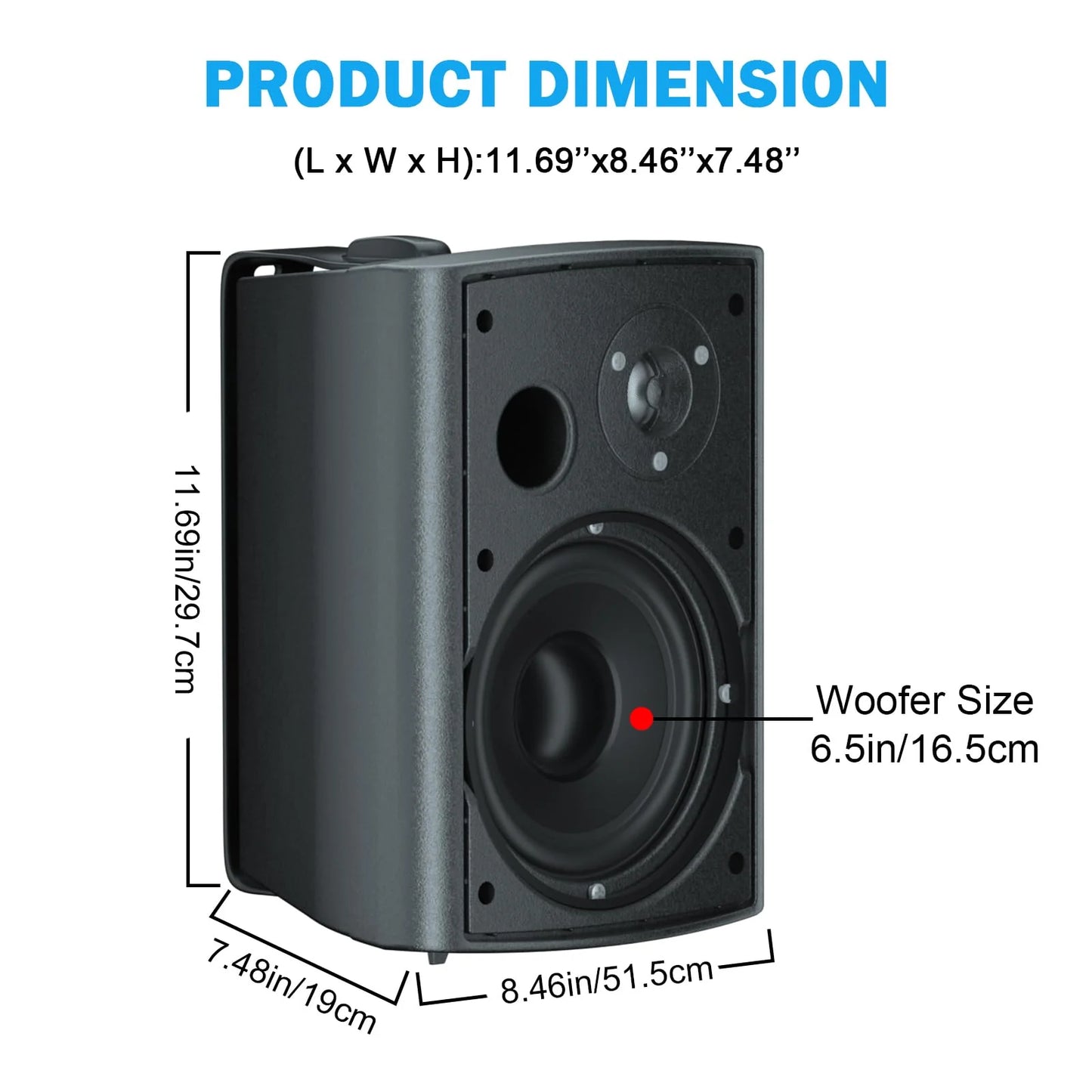Wall-mounted Bluetooth Speaker 6.5" 400W Dual Channel HOS-601-16BT