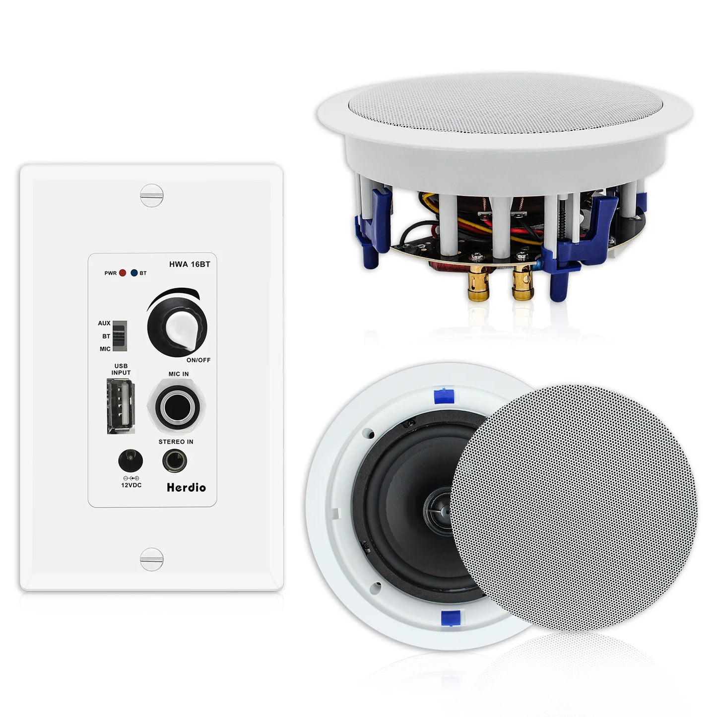 6.5" Bluetooth ceiling speaker 320W dual channel HCS-818-16BT (one pair)