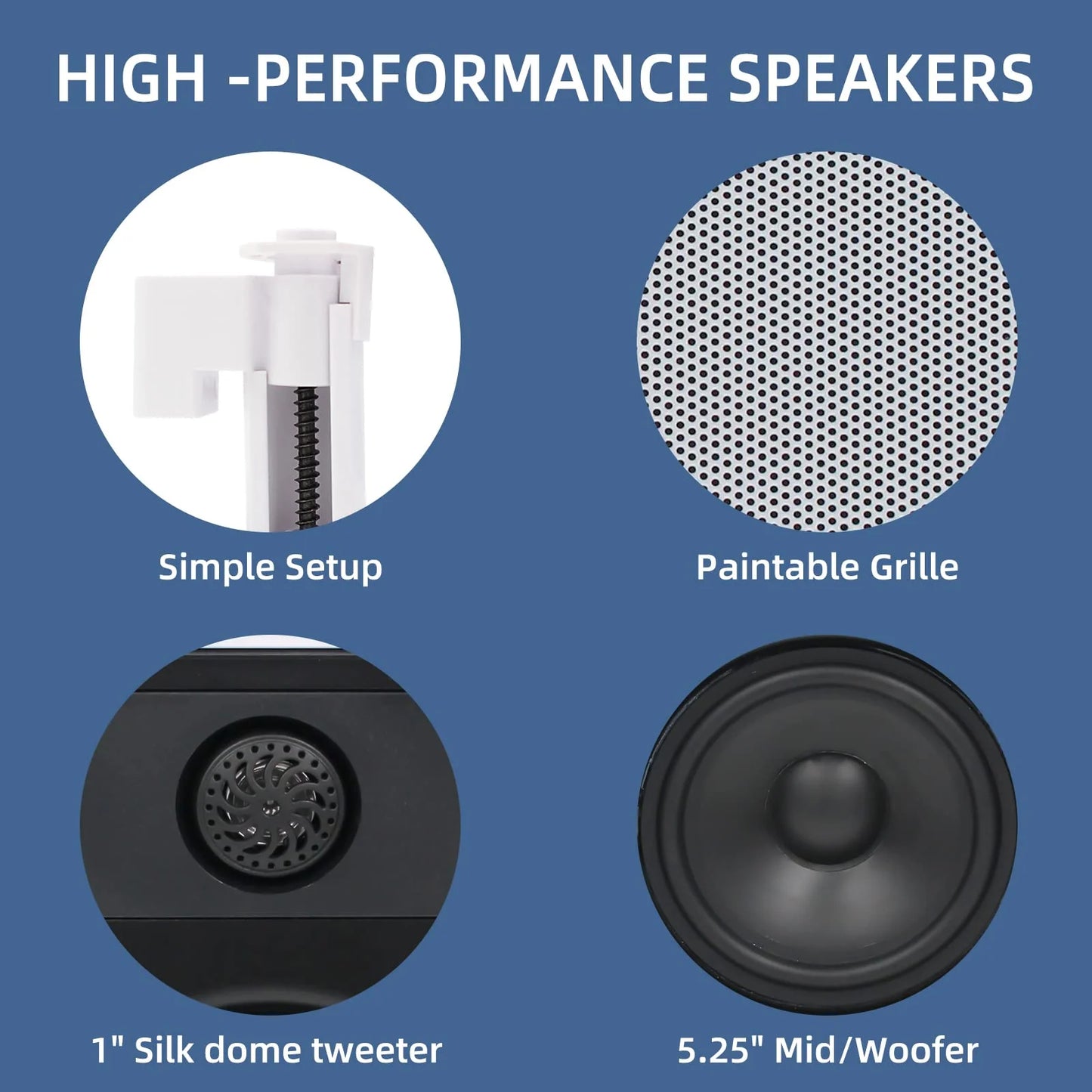5.25" Bluetooth In-Wall Speaker 200W HCS-5030BT-4CH (4 Speakers)