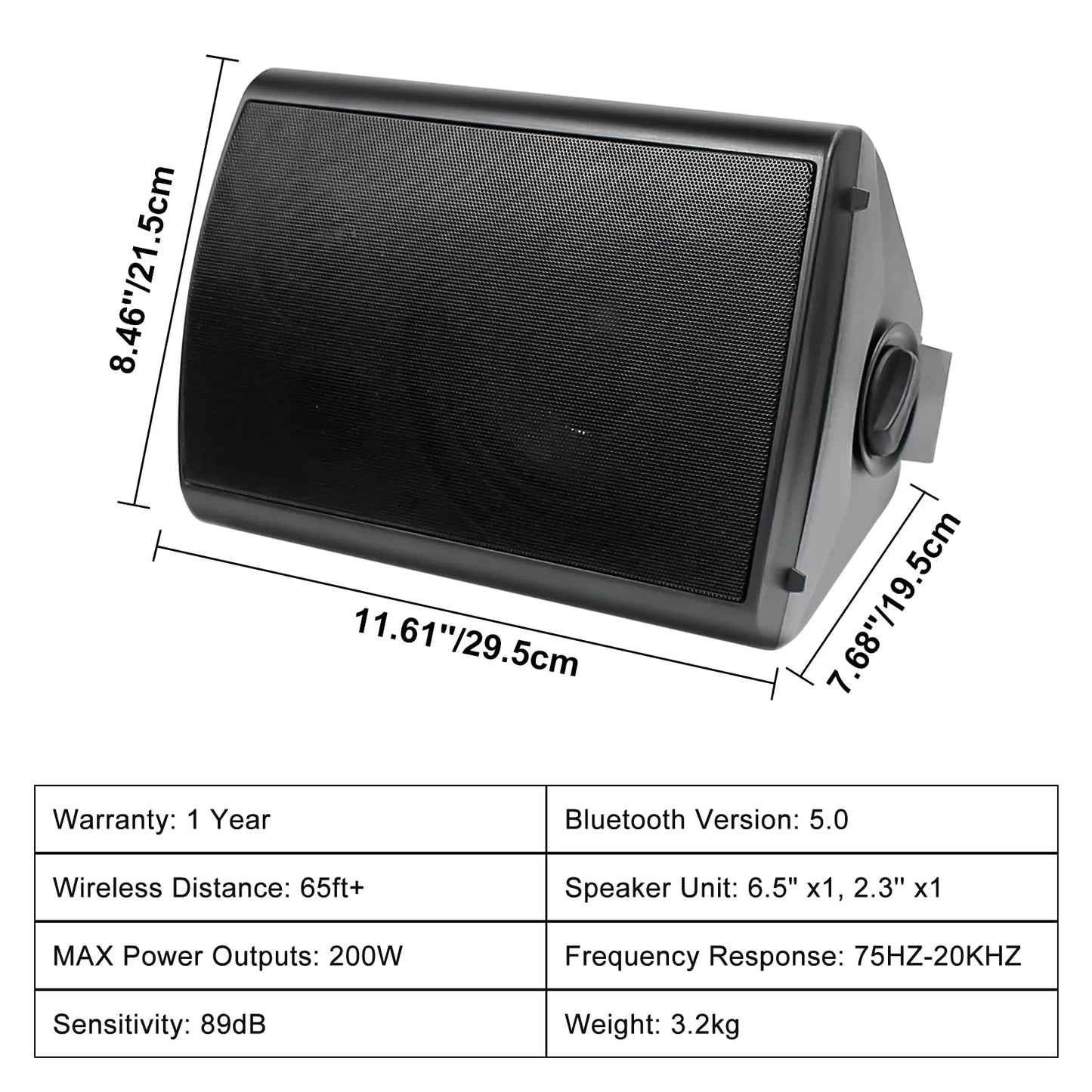 Wall-mounted Bluetooth speaker 6.5" 800W dual channel HOS-601-16BTX2