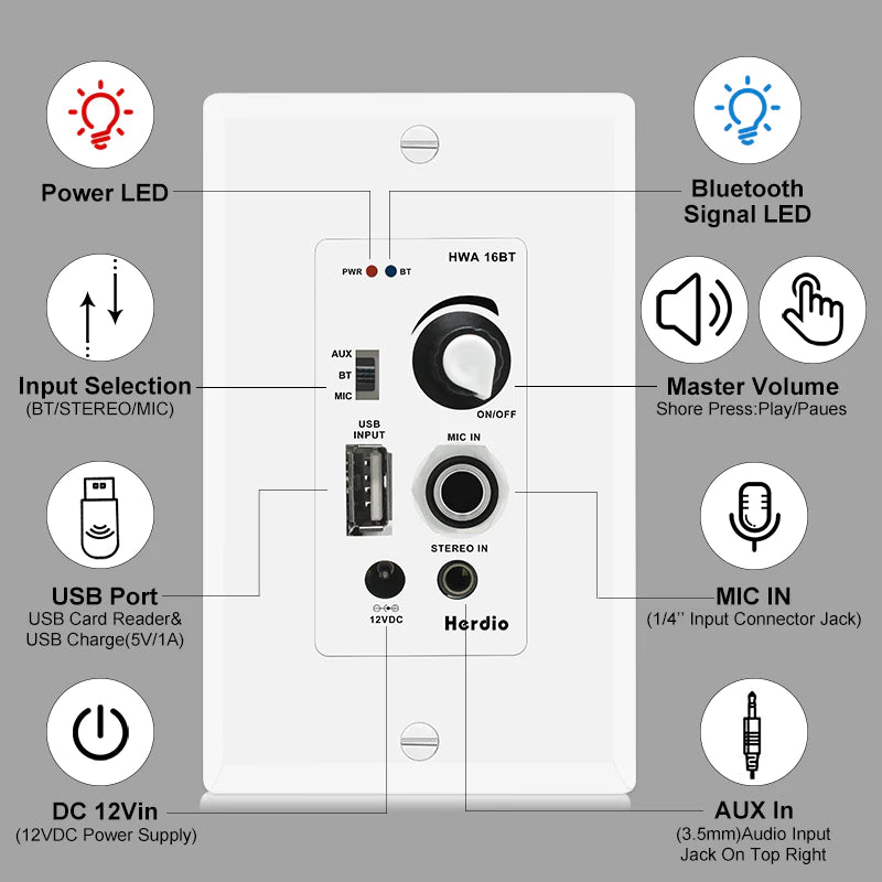 6.5" Bluetooth ceiling speaker 640W dual channel HCS-818BT-16BT-4CH (two pairs)