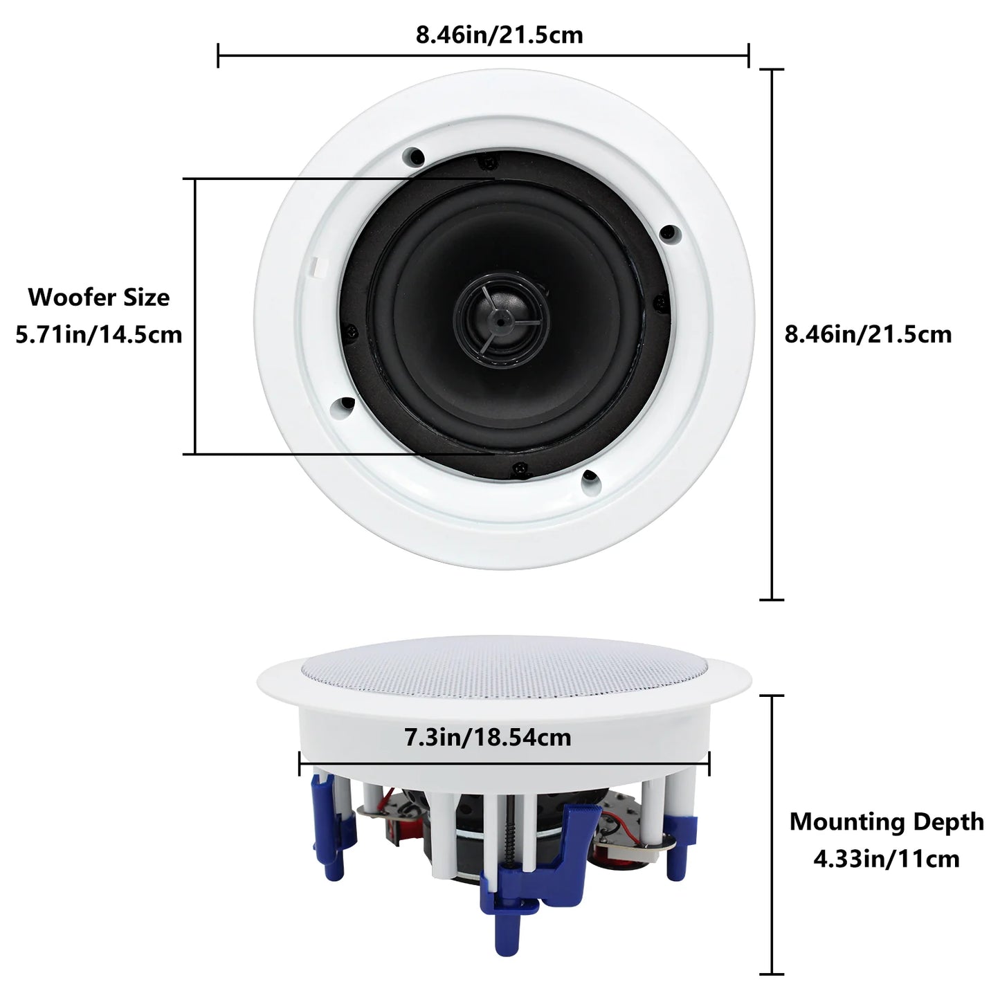 5.25" Bluetooth ceiling speaker 300W dual channel HCS-528BT (one pair)
