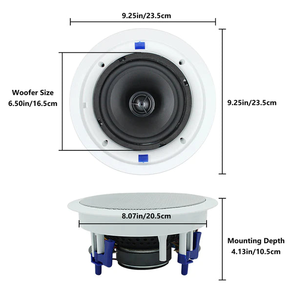 6.5" Bluetooth ceiling speaker 320W dual channel HCS-818BT (one pair)