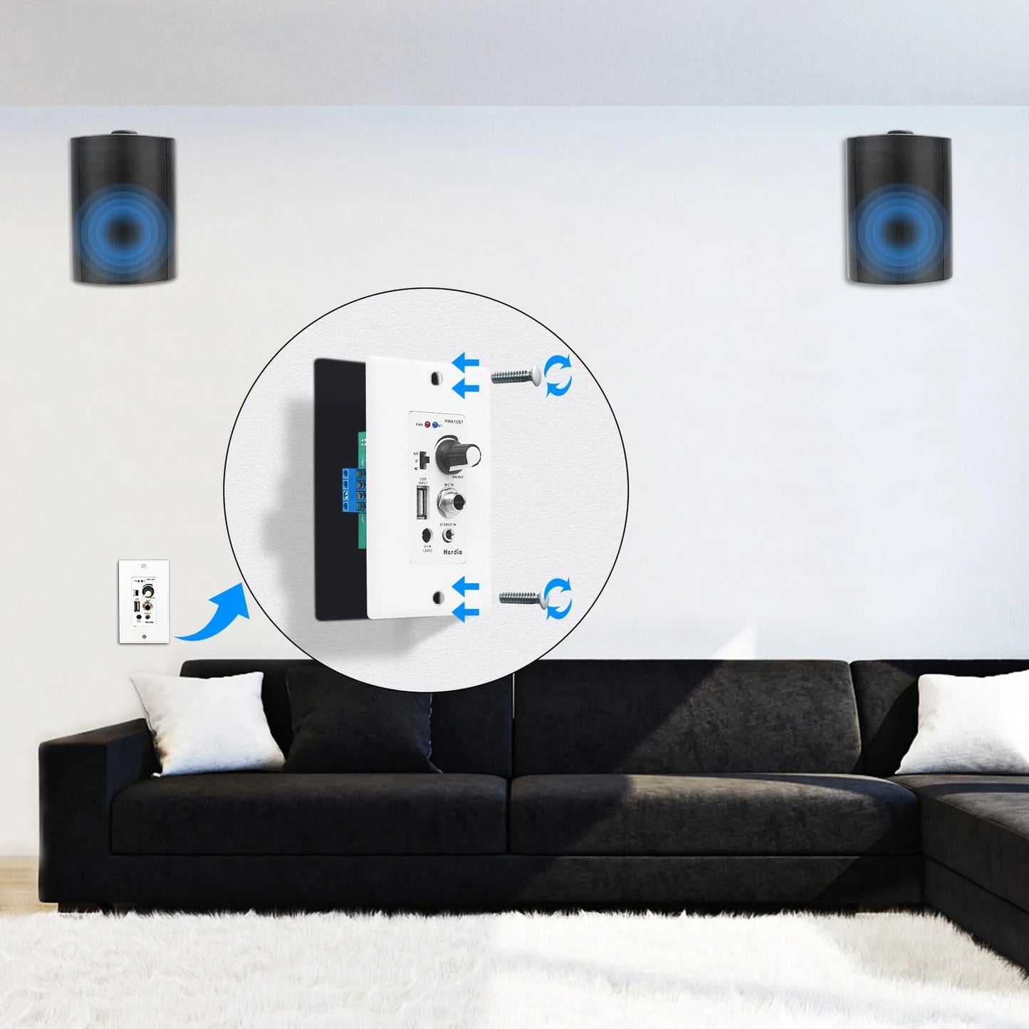 Wall-mounted Bluetooth Speaker 5.25" 300W Dual Channel HOS-501-16BT