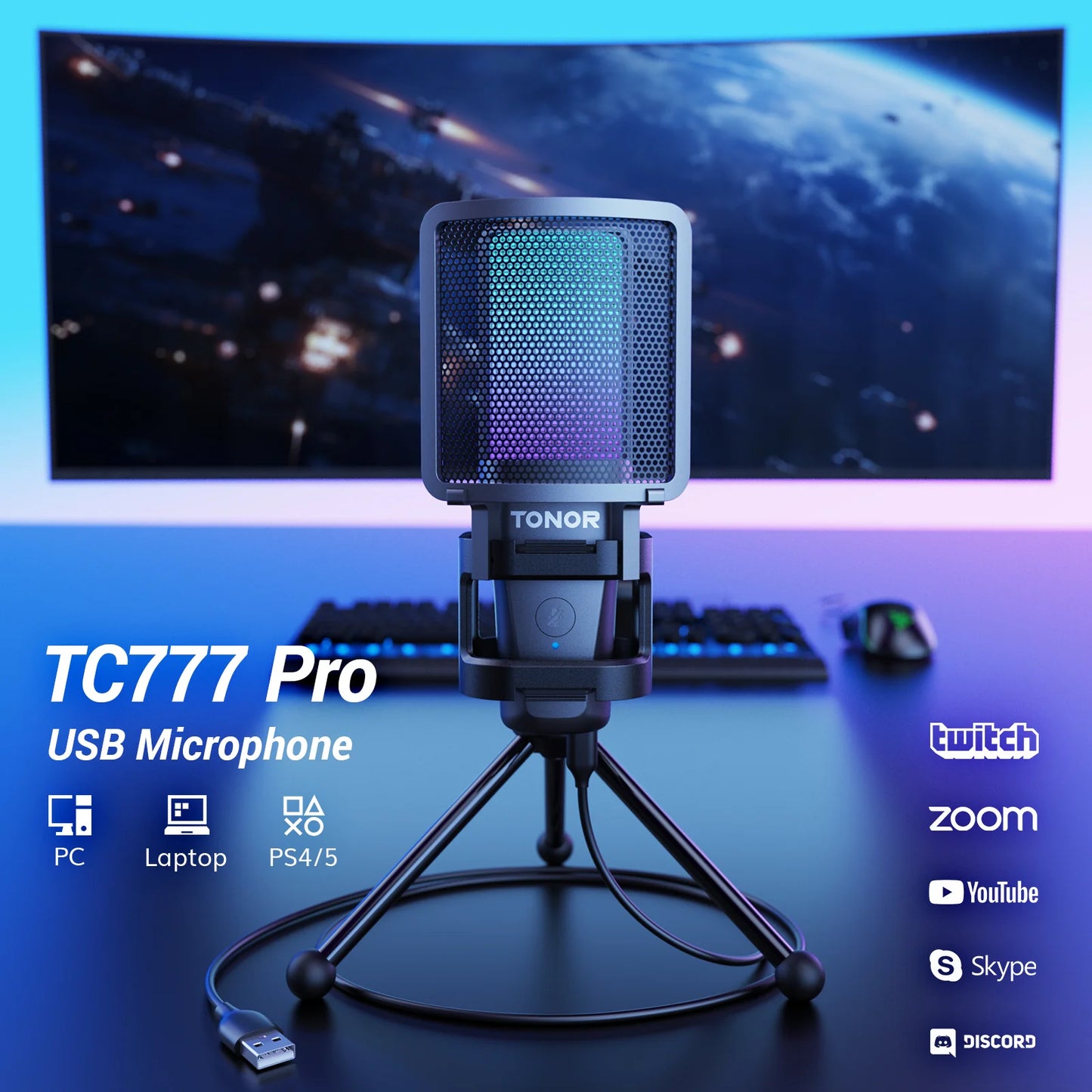 TONOR TC777 PRO RGB USB 電容式麥克風