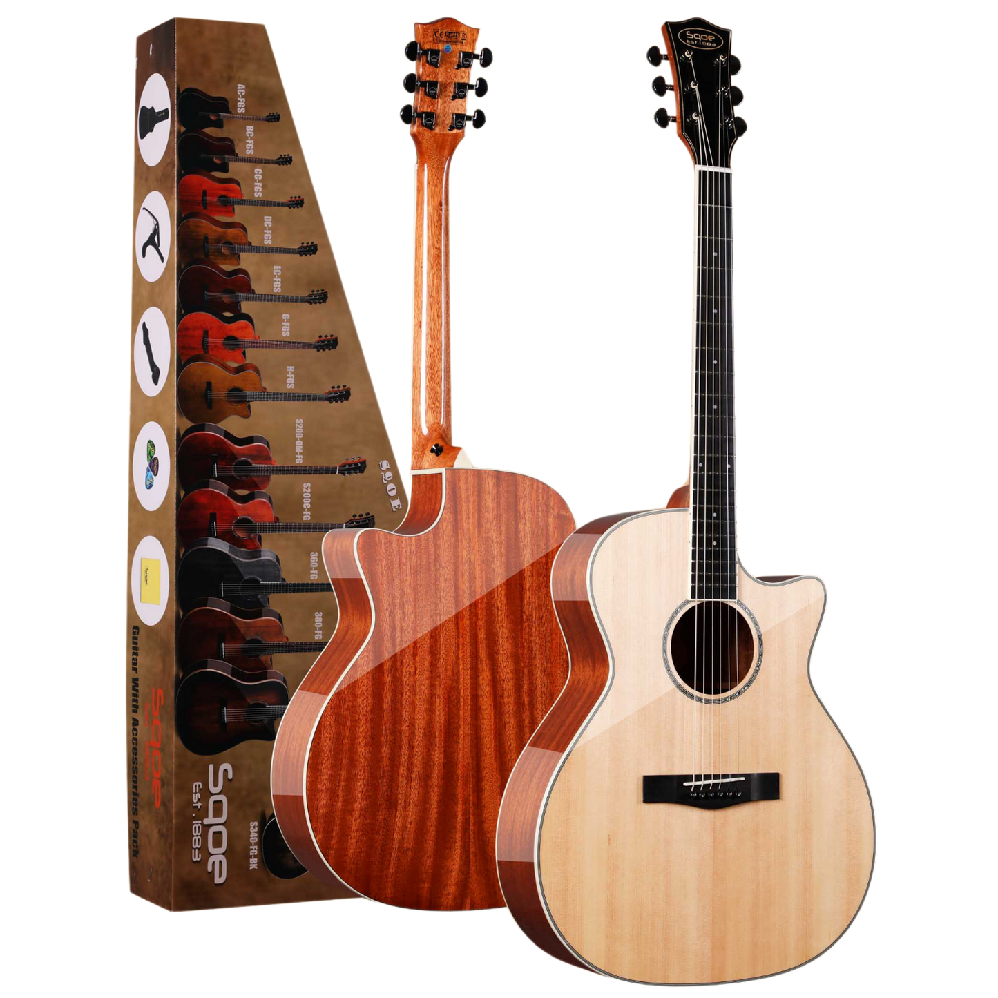 Sqoe Solid Top Acoustic Guitar 41-inch S340 