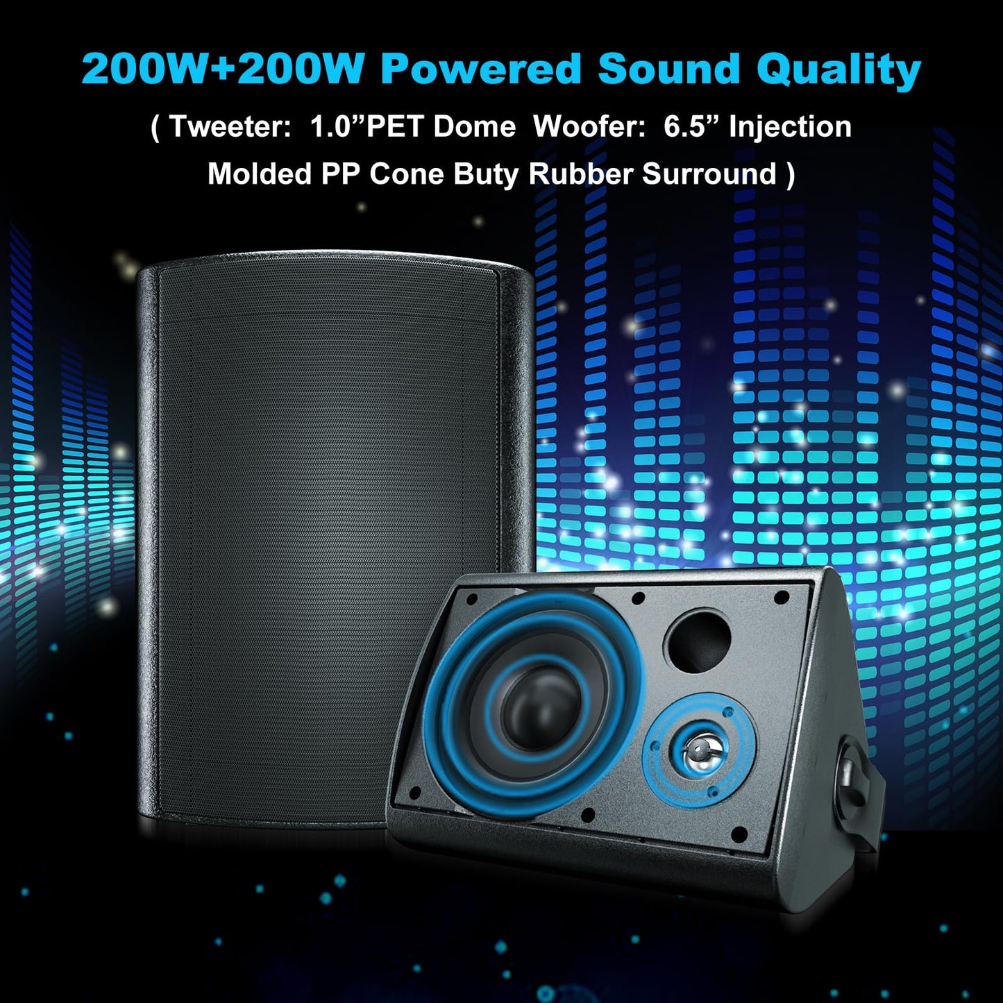 Herdio wall-mounted Bluetooth speaker 6.5" 400W two-channel HOS-601-16BT