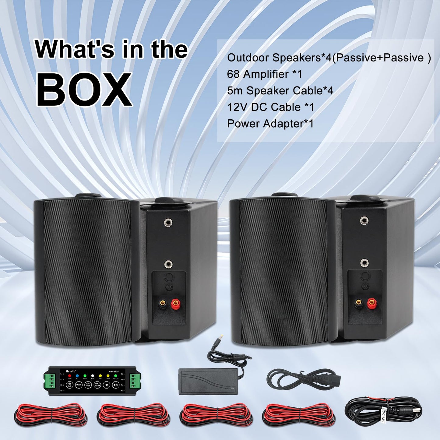 Herdio wall-mounted Bluetooth speaker 5.25" 600W two-channel HOS-501BTX2