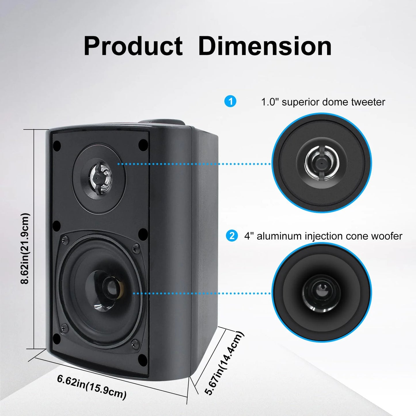 Herdio wall-mounted Bluetooth speaker 4" 400W two-channel HOS-401BTX2