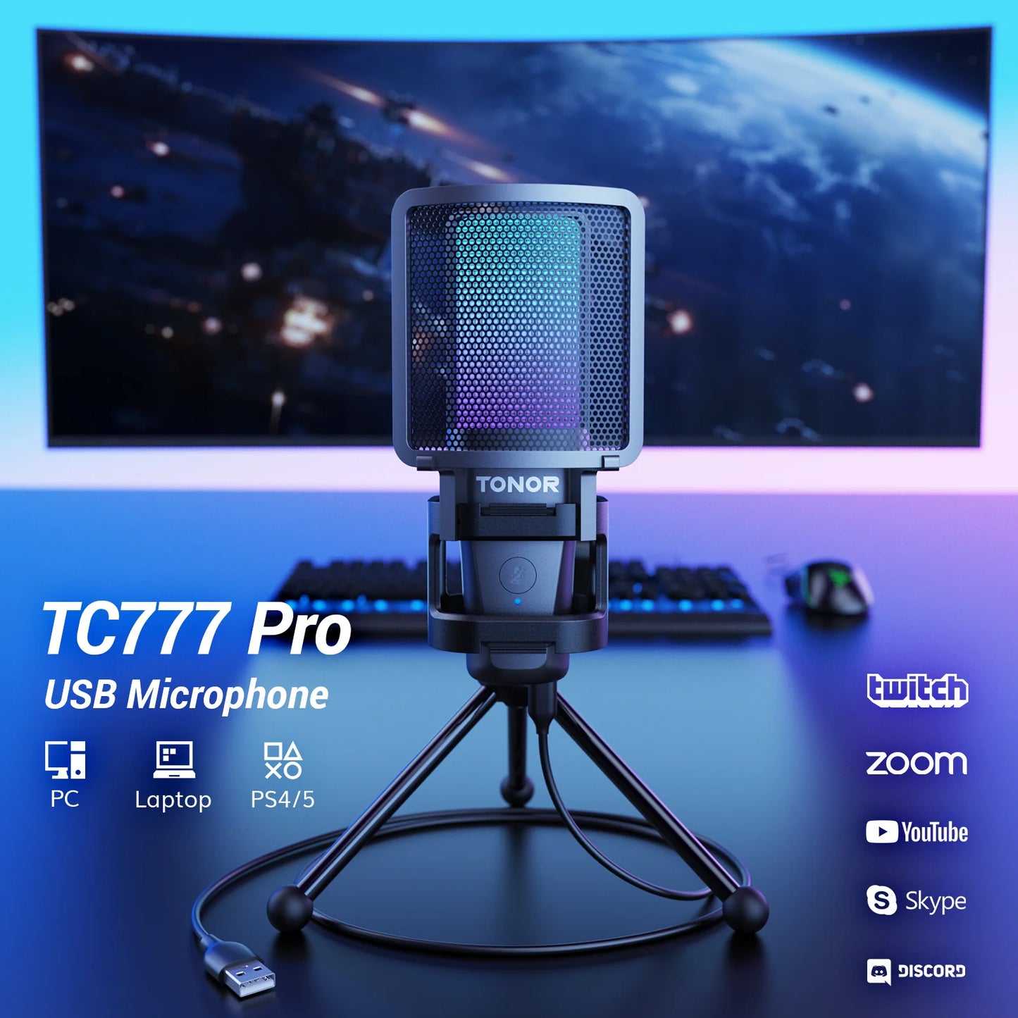TONOR TC777 PRO RGB USB 電容式麥克風