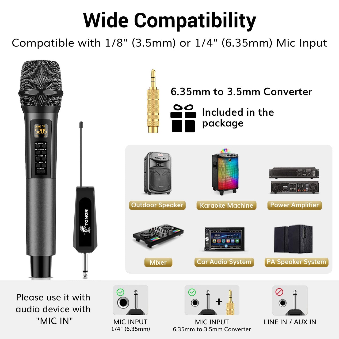 TONOR TW515 wireless microphone (with treble/bass/echo)