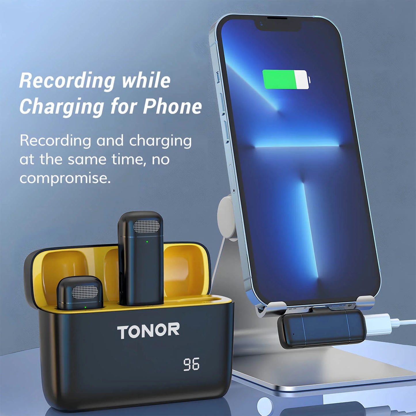TONOR wireless lavalier microphone is suitable for iPhone/iPad/Android mobile phones
