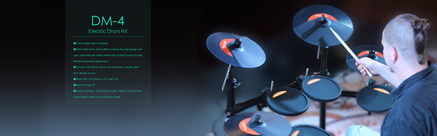 (Available in Hong Kong in 2022) NUX DM-4 Electronic Drum Premium Kit